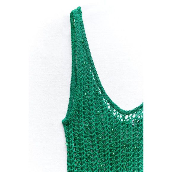 ZARA BEADED CROCHET MESH DRESS - Picture 10 of 10